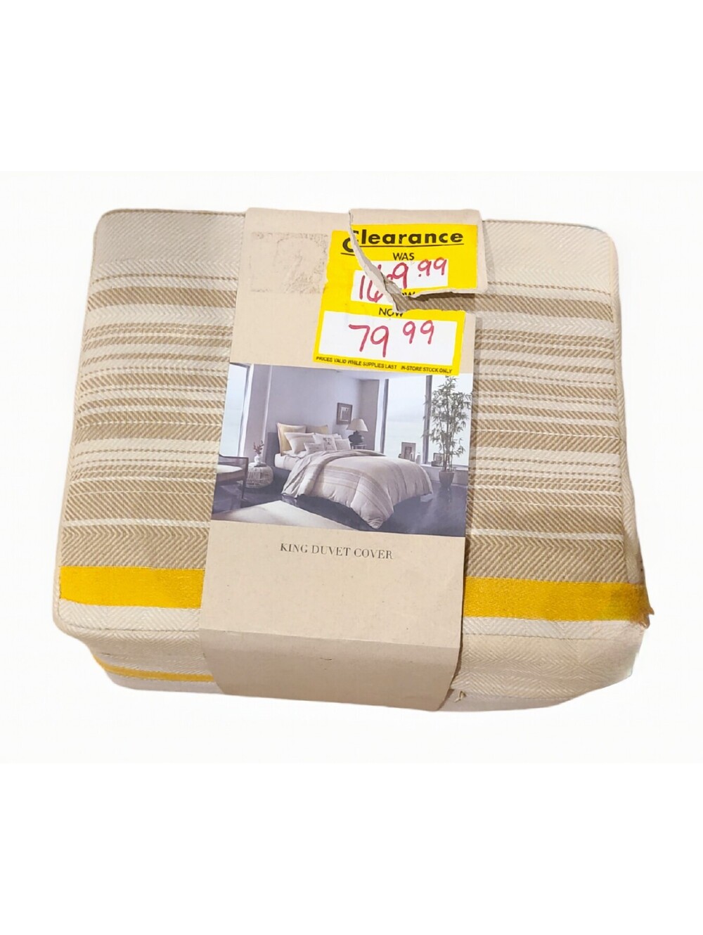 ED Ellen DeGeneres Toluca King Duvet Cover Marigold Beige Herringbone NEW